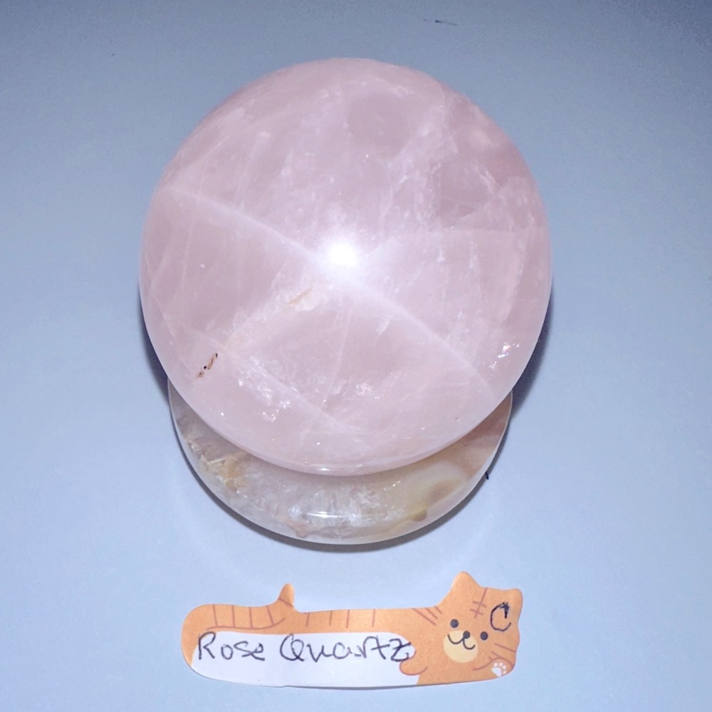 Rose Quartz Crystal Ball Sphere 💖 Option “C”. 5 inches in diameter